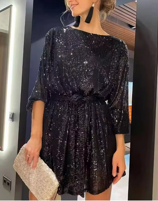 Lässiges Minikleid - Glitzerndes Cocktailkleid