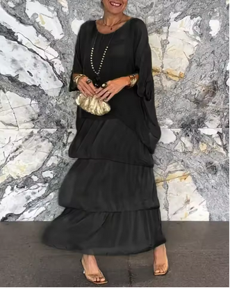 Lässiges Sommerkleid - Fledermausärmel & O-Hals