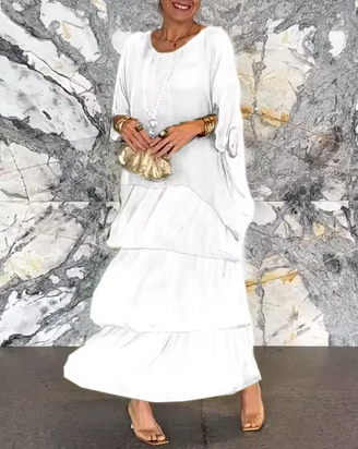 Lässiges Sommerkleid - Fledermausärmel & O-Hals