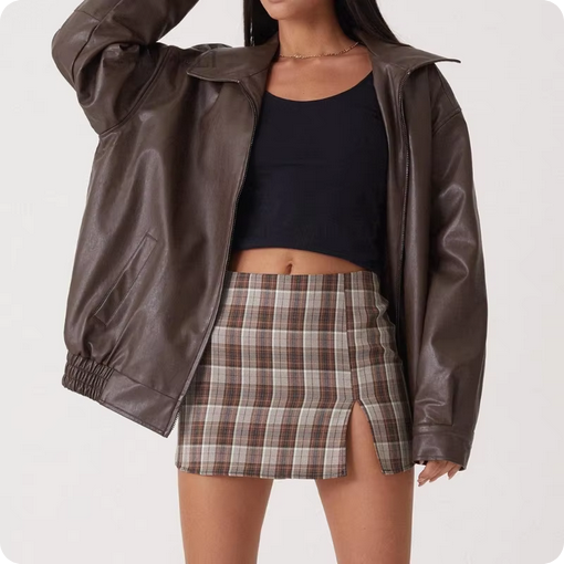 Lederjacke - Im Oversize-Look