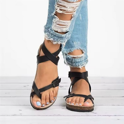 Ledersandalen mit Schnalle und ergonomischer Sohle