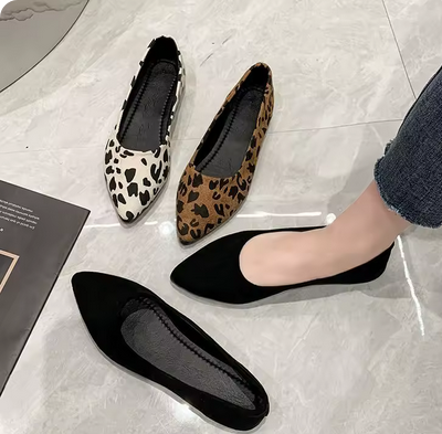 Leichte Ballerinas - Mit Leopardenmustern & spitzen Zehen