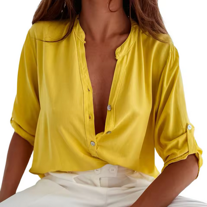 Leichtes Oberteil für Damen - Casual Shirt mit Stehkragen