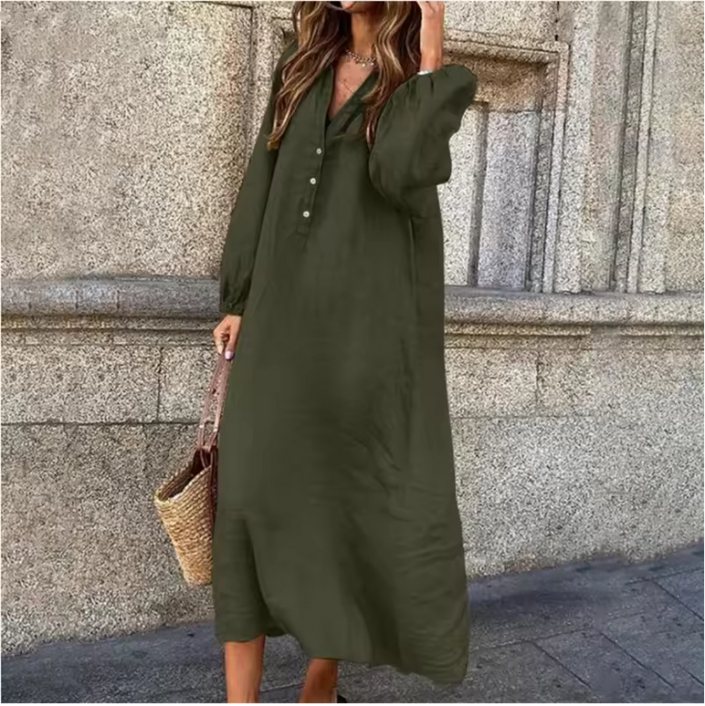 Maxikleid aus Leinen mit luftiger Passform