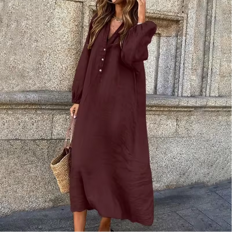 Maxikleid aus Leinen mit luftiger Passform