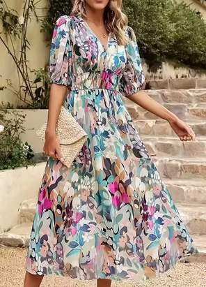 Maxikleid für den Sommer - Weit geschnitten & elastische Taille