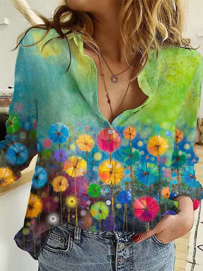 Mehrfarbige Sommerbluse - Mit farbenfrohen Blumenmotiven