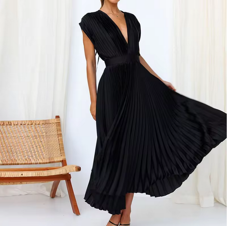 Midikleid für Damen - Hochtailliert und im Faltendesign
