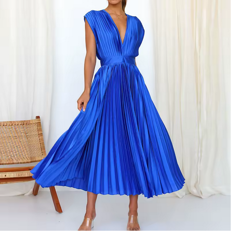 Midikleid für Damen - Hochtailliert und im Faltendesign