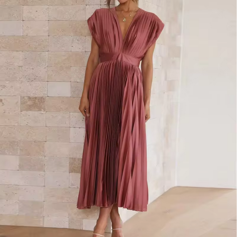 Midikleid für Damen - Hochtailliert und im Faltendesign