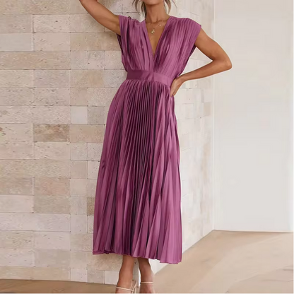 Midikleid für Damen - Hochtailliert und im Faltendesign