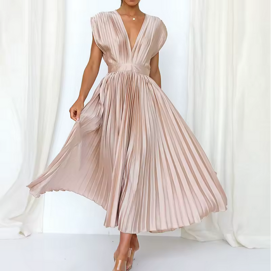 Midikleid für Damen - Hochtailliert und im Faltendesign