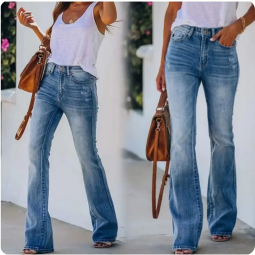Modische High-Waist Jeans mit Schlag