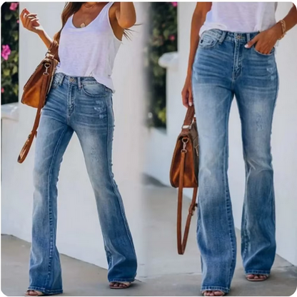 Modische High-Waist Jeans mit Schlag