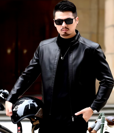 Modische und robuste Biker-Lederjacke für Herren