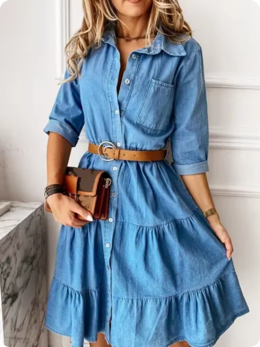 Modisches Jeanskleid – Knopfleiste & lockere Passform
