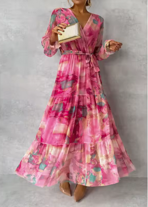 Modisches Maxikleid - A-Linie & mehrfarbiges Muster
