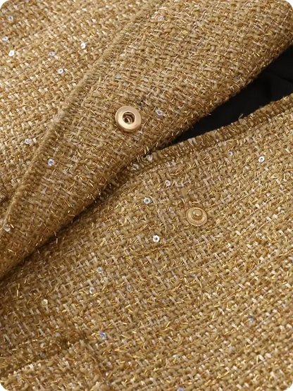 Paillettenjacke - Goldenes, lässiges Design