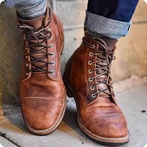 Herren Leder Schnürstiefel