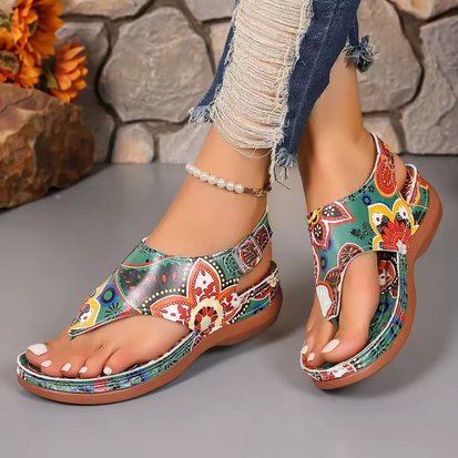 Künstlerische, mehrfarbige Sandalen - Ergonomische Sohle
