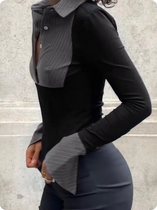 Shirt mit Polokragen & gestreiften Kontrastdetails
