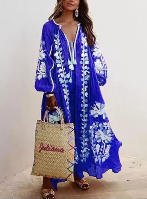 Sommerkleid - Lange, weite Ärmel & A-Linie