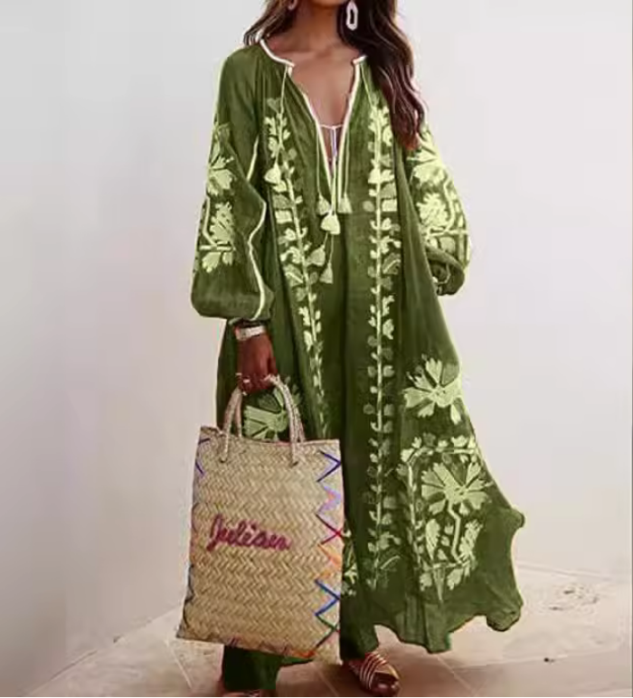 Sommerkleid - Lange, weite Ärmel & A-Linie