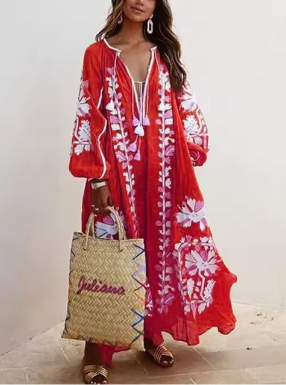 Sommerkleid - Lange, weite Ärmel & A-Linie