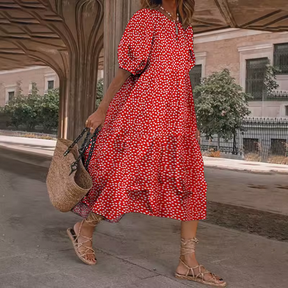 Sommerkleid im Boho Stil - Kräftige Farben & Rüschen