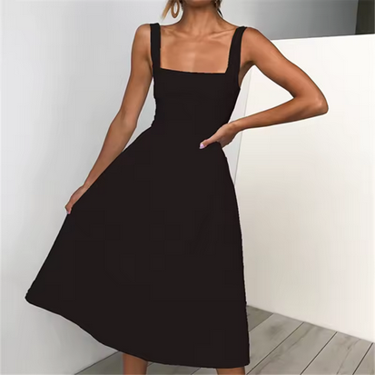 Sommerliches Midikleid - Breite Träger & quadratischer Ausschnitt