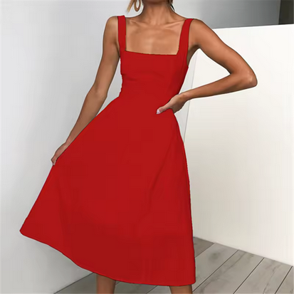 Sommerliches Midikleid - Breite Träger & quadratischer Ausschnitt