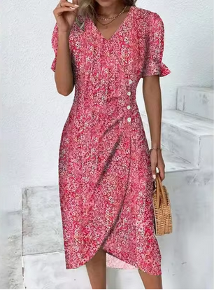 Stilvolles Midikleid - Mit besonderer, diagonaler Knopfleiste