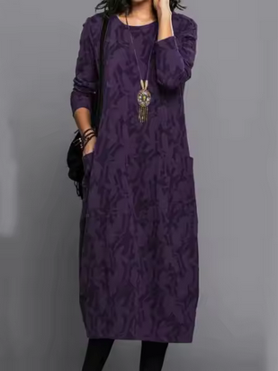 Stilvolles Midikleid - Seitentaschen und hübsche Muster