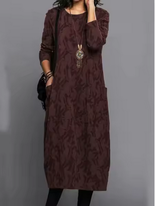 Stilvolles Midikleid - Seitentaschen und hübsche Muster