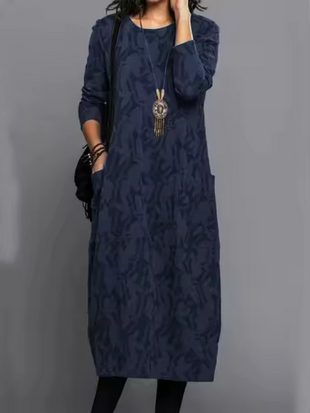 Stilvolles Midikleid - Seitentaschen und hübsche Muster