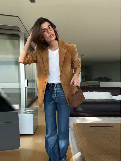 Stilvolles Wildlederjacket mit Knopfleiste