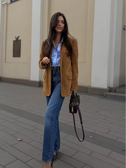Stilvolles Wildlederjacket mit Knopfleiste