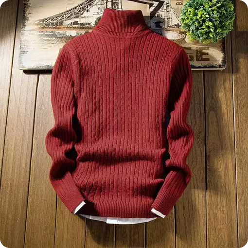 Vornehmer Rollkragenpullover mit Feinem Strickmuster